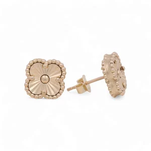 14K Yellow Gold Women’s Gold Clover Stud Earrings