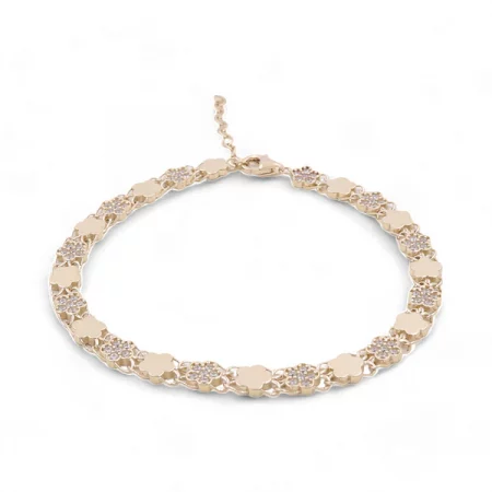 14K Gold Women's Fashion Hearts Bracelet