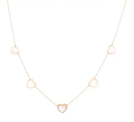 14K Yellow Gold Woman's Mother of Pearl Heart Necklace