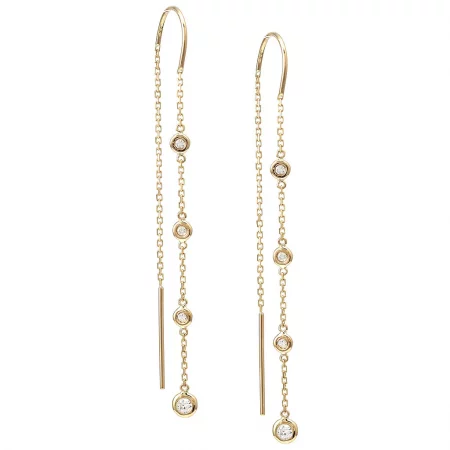 By the yard Round Bezel Diamond Earring Pasadores