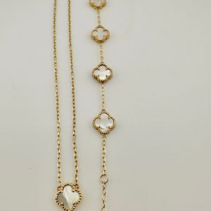 SET CLOVER BLANCOS 14K