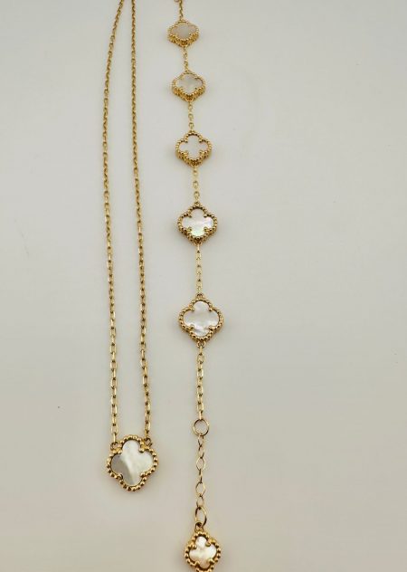 SET CLOVER BLANCOS 14K