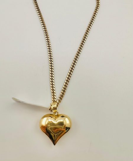 CUBAN LINK CHAIN 18''  WITH HEART 14K