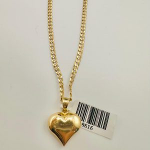 CURB CHAIN 14K WITH HEART 14K