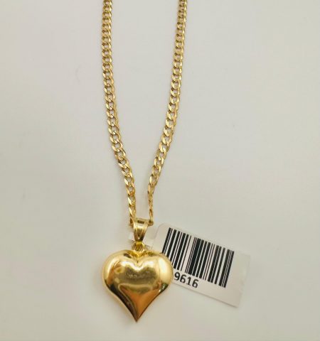 CURB CHAIN 14K WITH HEART 14K
