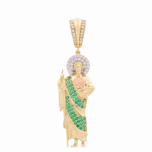 10K Yellow and Rose Gold San Judas Pendant with Cz