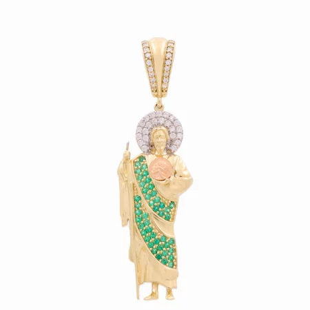 10K Yellow and Rose Gold San Judas Pendant with Cz