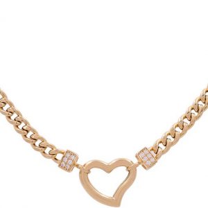 14K Yellow Gold Cubic Zirconias Heart Necklace