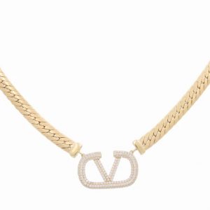 10K Yellow Gold Women's Fashion V Necklace With Cz