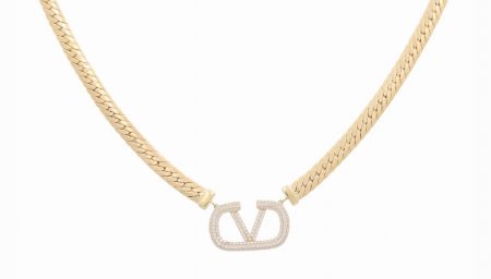 10K Yellow Gold Women's Fashion V Necklace With Cz