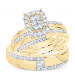 3/4CTW-NAT DIA CN FASHION EMERALD TRIO SET