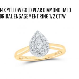 14k Yellow Gold Pear diamond  1/2 ct
