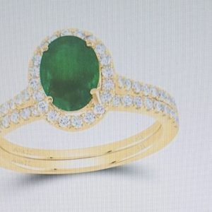 1/2CTW-NAT DIA ANA M 8X6MM OV-EM NAT GEM SINGLE HALO BRIDAL SET