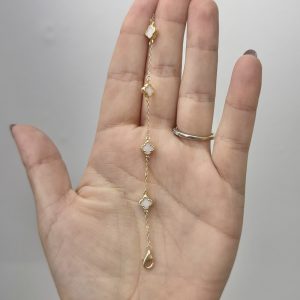 Pulsera mini clover 14k and cross chain
