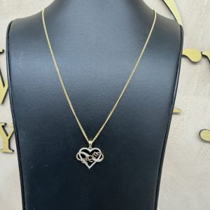 Franco chain with heart pendant with diamond
