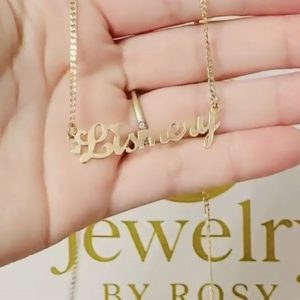 Name plate with curb chain 3mm 10k 20”