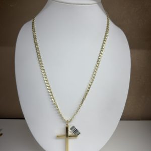 Hallow chain 14k corte brillo 24” with crops 14k